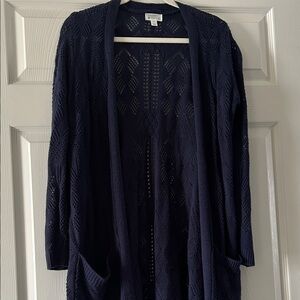 Market & Spruce Navy Crocheted Cardigan